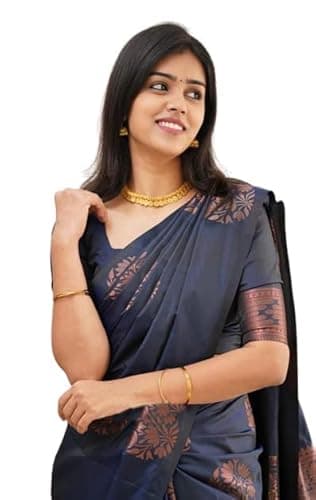 Yashika Women's Banarasi Cotton Silk Jacquard Saree (MUDRA Navy 2