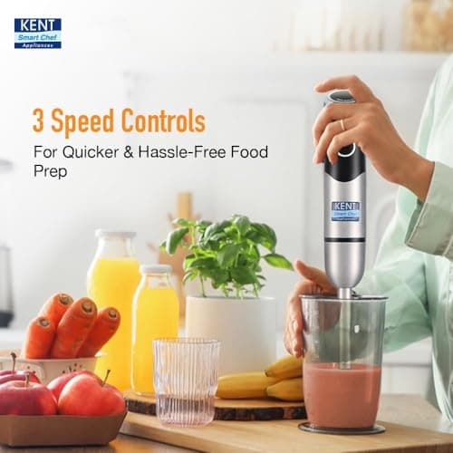 KENT Hand Blender Plus Chopper 450 W | Variable Speed Control | Turbo Switch for Fast Blending & Chopping | Hot & Cold Blending | Low Noise DC Motor | Multiple Attachments Chopper, Whisker & Jar 3