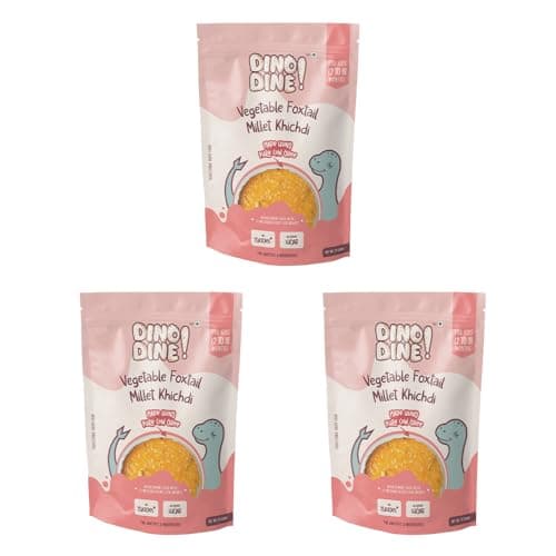 DINO DINE! Baby Food 12 to 18 Months | Vegetable Foxtail Millet Khichdi | Instant Khichdi Mix for Toddlers | No Preservatives | Travel Friendly | Ready Healthy Meal in Just 5-10 Minutes (Pack of 3)