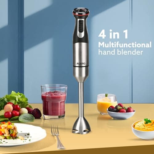 AGARO Grand 1000 Watts Hand Blender with 2 Variable Speed Modes & Speed Regulator, Stainless Steel Blades (Black) 2