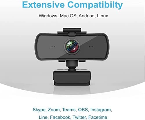 FNX®Webcam 2K HD Streaming Camera with Microphone with Privacy Shutter, for PC Video Conferencing/Calling/Gaming/Laptop/Desktop Mac 2