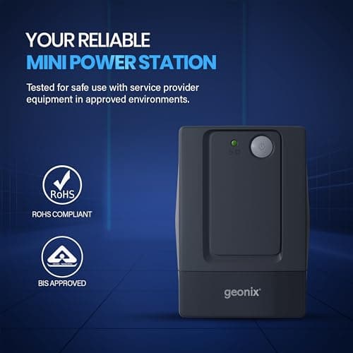 Geonix GXUPS600VA UPS 600VA/360W, Uninterrupted Power Supply System for Desktop PC Computers, Voltage Regulator, Auto Restart, Cold Start Function, BIS Approved, 2 Years Warranty, Black 3