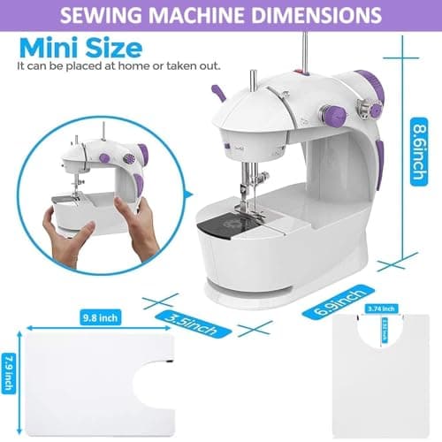 Kiwilon Electric Sewing Machine With Table Set, Mini Silai Machine For Home Tailoring, Stitching Machine With Foot Pedal, Adapter And Fully Loaded Sewing Kit (SM-ET-B-KT-201-Purple) 5
