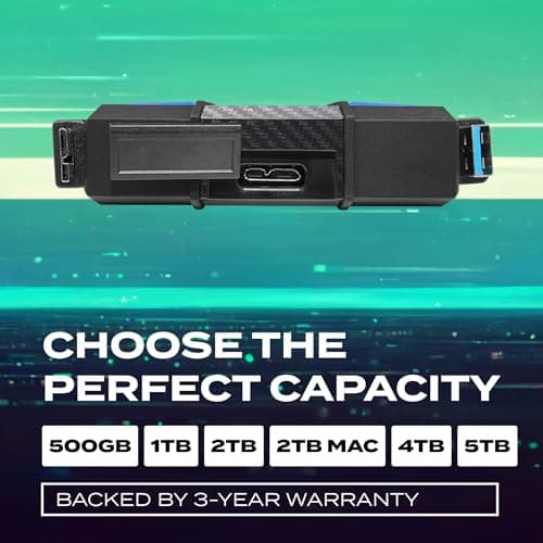ADATA HD710 Pro 1TB 3.5 inch SATA III External Hard Drive/HDD with IP65 Rating Black, for Windows with Waterproof and Shockproof Technology - AHD710P-1TU31-CBK 3
