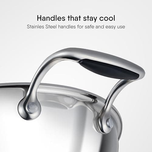 Stahl Artisan Triply 2.0 L, 22 cm Stainless Steel Kadhai with Lid, Kadai for Cooking, Stainless Steel Cookware Triply Kadai, Induction & Gas Stove Compatible 5