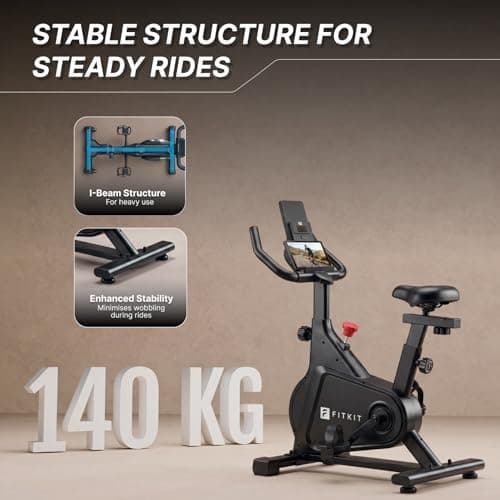 Fitkit by Cult FK8002 Spin Bike 4 kg Flywheel, Max Weight 140 kg, Adjustable Seat, LCD Display for Fitness at Home Workouts Exercise Cycle for Home (Black) 2