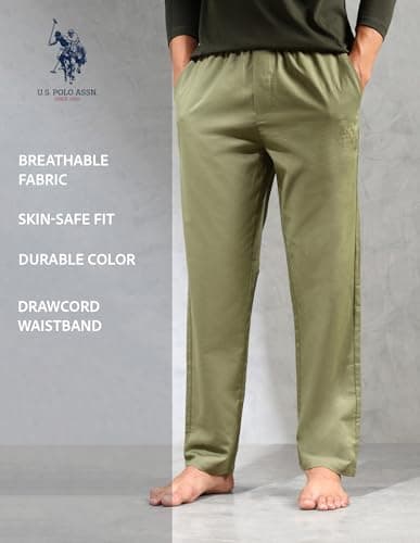 U.S. Polo Assn. Relaxed Fit Cotton Linen OELP8 Lounge Pants - Pack Of 1 (Sage) 2