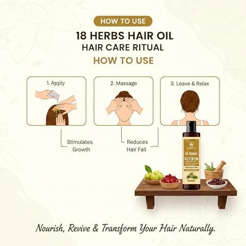 Just Ayurveda 18 Herbs Hair Oil, 210ml, Controls Hair Fall, Stimulates Hair Growth, Reduces Dandruff, Nourishing & Reviving, For All Hair Types 5