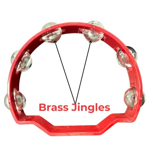 Bhargavas Red Fiber D Shape Khanjari – Premium Tambourine Duff Taal for Bhajan, Kirtan, Folk Music & Stage Performance 3