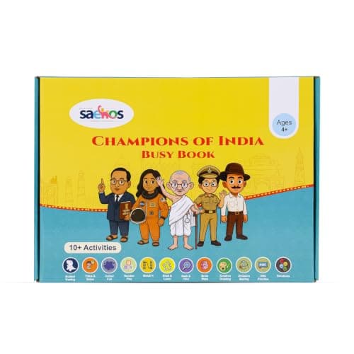 SAEKOS Champions of India Busy Book for Kids Age 3-6 | Montessori Educational Activity Book | STEM Learning Toy | Preschool Quiet Book | Life Skills & Fine Motor Skills Development | Screen-Free Reusa