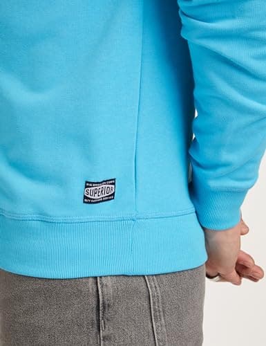 Amazon Brand - Symbol Men's Regular fit Solid Sweatshirt (AW18MNSSW01F_Aqua Blue_Large) 5