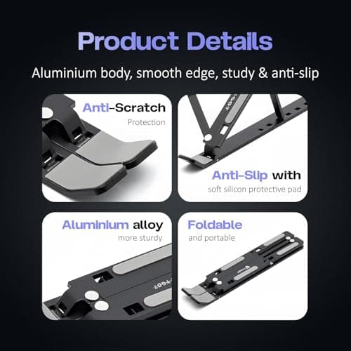Lapster Ergonomic Portable Aluminium Laptop Stand-Black 2