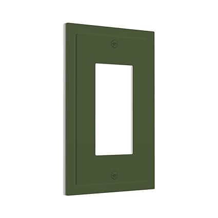 Light Switch Cover Plate Olive Green 1 Gang Outlet Covers Single Rocker Decorative Switch plates Electrical Wallplates GFCI Socket Covers for Bathroom Home Decor