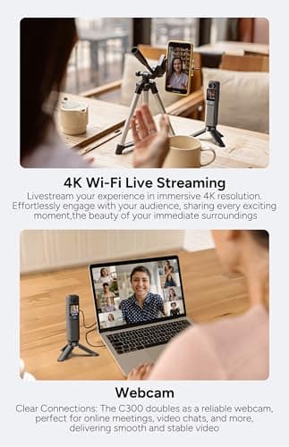 SJCAM C300 4K Pocket Action Camera,7Hour Power, 6-Axis Stabilizer, Dual-Touch Screen Body Camera, Waterproof, Suitable for Vlogging and Live Streaming, with Helmet Mount Kits, Black (64GB SD Card) 3
