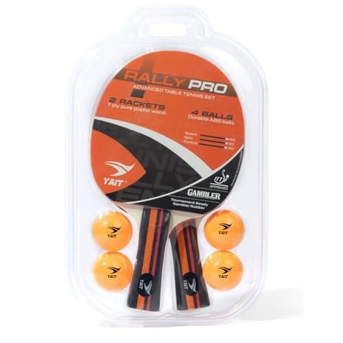 YAIT Rally Pro ITTF Approved Table Tennis Set | 2 TT Bats & 4 ABS Balls | 7 Ply Racket | Gambler 7S Rubber | High Spin Blade |Indoor/Outdoor Ping Pong Table Tennis Racquet Set for Intermediate Players