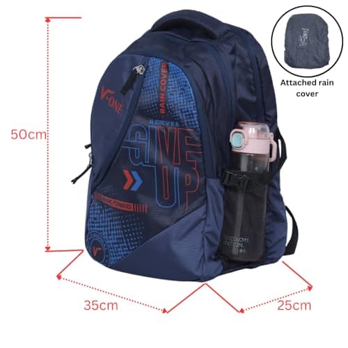 45 liter Large Capacity School & College Backpack for Boys & Girls | Student Bag with Padded Laptop Compartment & Attached Rain Cover | 4 Multi-Compartment, Comfortable, Durable, Bottle Pocket (Blue) 2