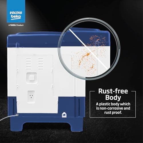 Voltas Beko, A Tata Product 6.5 Kg 5 Star Semi-Automatic Top Loading Washing Machine (WTT65UNX/OK3I0I0W01, Blue, Pulsator wash technology) 6