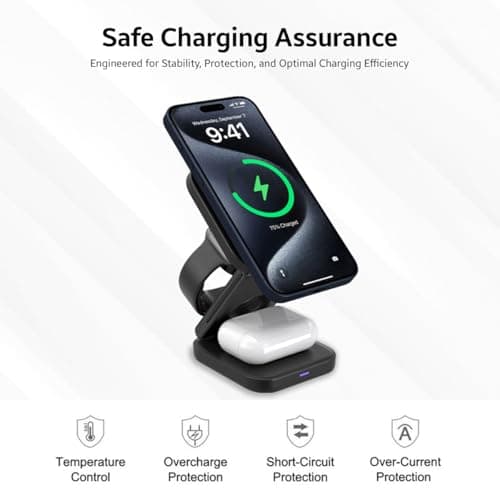 Wireless Charging Station, 3 in 1 Fast Wireless Charger Stand for Multiple Devices Watch 10 9 8 7 6 SE 5 4 3 2, iPhone 17 16 15 14 13 12 11 Pro Max/Plus/Mini/X/XS/Max/XR/SE 4