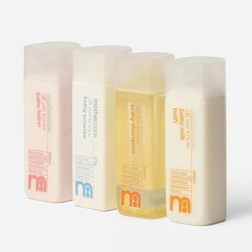 Mothercare Gift Set for Babies | Baby Gift Box (Pack of 4) | Bath Milk, Lotion, Shampoo 300ml Each & Powder 125g | 4