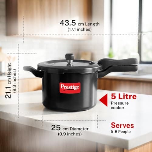 Prestige 5 Litre Hard Anodised Svachh Outerlid Pressure Cooker|Deep Lid for spillage Control|Gas & Induction compatible|Metallic Safety Plug|Gasket Release System|5 Years warranty|ISI Certified 3