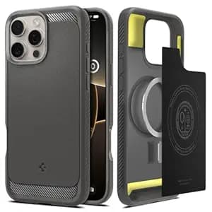 Spigen Rugged Armor MagFit Back Cover Case for iPhone 16 Pro, MagSafe Compatible, Resilient Shock Absorption - TPU | Gray