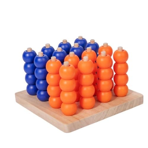 Bnf 64 Pieces Wooden Connect Four Parent Child Interaction 3D Four in a Row Game Connect 4 Game Early Learning Educational, Natural Multi