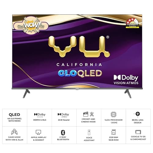 Vu 108cm (43 inches) GloQLED Series 4K QLED Smart Google TV 43GLOQLED25 2
