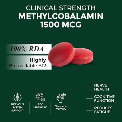 Vlado's Himalayan Organics Vitamin B12 Tablets 1500 mcg -Active form of Methylcobalamin Vitamin B12 Supplements for Men & Women- 120 Veg Tablets (4 Months Supply Pack) 3