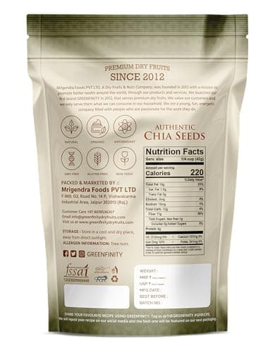 Greenfinity Chia Seeds 1kg | Raw & Unroasted | High Fiber Superfood | Omega 3 Rich Seeds | Weight Loss & Detox | Vegan, Gluten Free | Healthy Seeds for Smoothies, Drinks & Diet 2