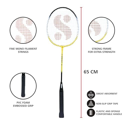 Silver's Drive Badminton Kit (2 Racquets with Full Cover)(Yellow/Black) 3