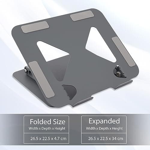 Zebronics NS3000 Portable Laptop & Tablet Stand Supports Upto 17” with Max. 5KG Support, Anti-Slip Silicone Pads, Foldable Design, Multi Angle Adjustment, Carbon Steel Body 2