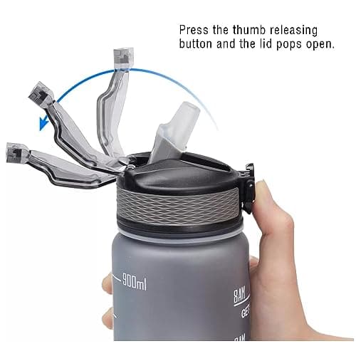 Aegon Gym Water Bottle Sports (BPA Free), Motivational Time Marked Sipper Bottle for Gym, Office, School | Stylish Gym Bottle for Men & Women | Leak Proof Sports Shaker 1 liter (Tritan, Black) 4