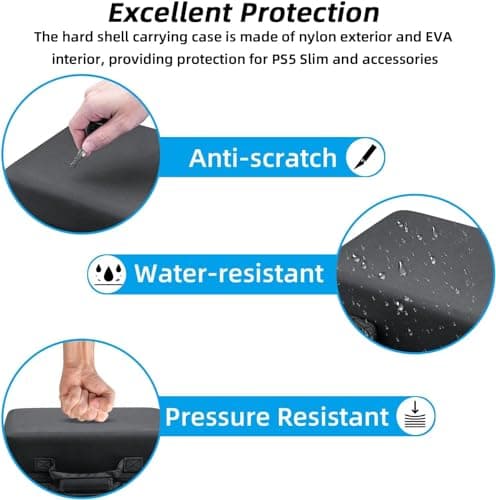 OIVO INDIA Carrying Case for PS5 Slim Console, Hard Shell Protective Case Travel Bag Compatible for PlayStation 5 Slim Console Disc/Digital Edition - Black 5