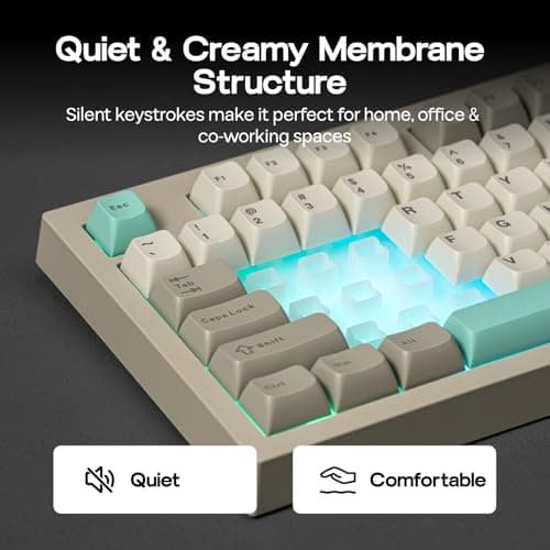 EPOMAKER AULA S102 PRO Membrane Gaming Keyboard with TFT Screen, Volume Knob & Number Pad, BT/2.4G/USB, RGB Backlit, Creamy Silicone Structure, Silent Keyboard for PC Game/Office (Grey) 4