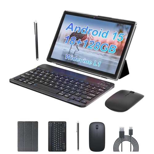 ZZB 10 inch Android 15 Tablet 2 in 1 Tablet with Keyboard Mouse Case Stylus Pen 18GB RAM 128GB ROM 2TB Expandable, Android 15(DOES NOT WORK) 10.1" IPS 6000mAh Battery Bluetooth Camera