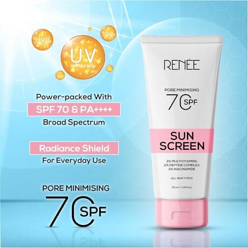 RENEE Pore Minimizing Sunscreen SPF 70 With 2% Niacinamide, 2% Peptide & 3% Multivitamins, 50Ml 2