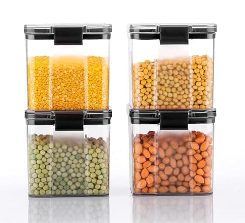 HomeWiz Air-Tight Kitchen Storage Containers Set of 4 (700 ML Each) | Transparent Plastic Boxes for Fridge, Pantry & Home Organization | Food Grade, Multi-Purpose Storage | Storage Box 6