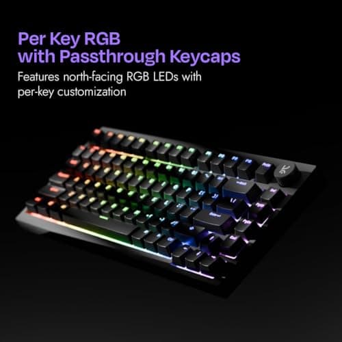 Kreo Swarm X Wireless Mechanical Gaming Keyboard – Huano Red Switches, Pass Through Keycaps with RGB, Tri-Mode Connectivity (2.4Ghz/Bluetooth/Wired), 5-Pin Hot-Swap, for Windows & MacOS (Black) 4