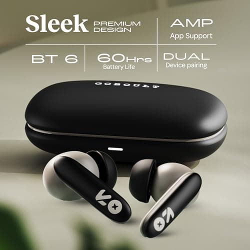 GOBOULT Y1 v2.0 Ear Buds Wireless with 60H Playtime, Zen Quad Mic ENC, 45ms Low Latency, Touch Control, Dual Device Pairing, Bluetooth 6.0, 13mm Bass Driver Earbud TWS Wireless Earphone (Black Onyx) 2