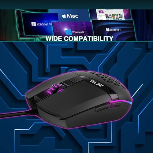 Ant Plus Ghost 10 Gaming Mouse, Wired PC Mouse with RGB Backlit and Adjustable DPI, Ergonomic Office Laptop, Computer Gamer with 7 Responsive Buttons for Windows/Mac/Linux/Chrome 4