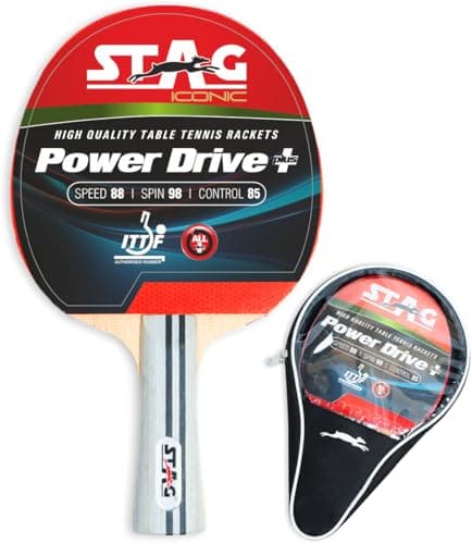 Stag Iconic Power Drive Plus Table Tennis Racquet Intermediate ITTF Approved Rubber (Multicolor)