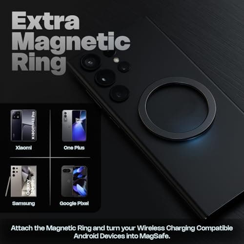 Amkette Air 450 Wireless Charger/Magsafe Charger | Latest Qi Technology 15W Wireless Charging with MagSafe Compatibility| Includes Magnetic Ring for Non-MagSafe Phones | Universal Compatibility 4