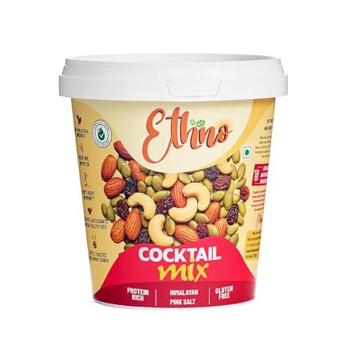 Ethno Cocktail Bio-Activated Sweet & Salty Trail Mix (400g) - Roasted Almonds, Cashews, Raisins, Cranberries - Sprouted Nuts & Seeds + Mixed Dry Fruits Combo Pack - Sugar-Free Oil-Free, Healthy Snacks
