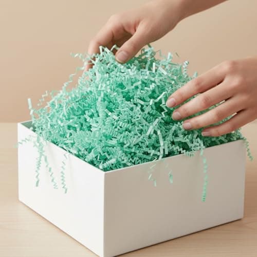 RecraftJoy Mint Green Shredded Paper 100g | Crinkle Cut Paper Grass for Gift Boxes, Gift Hampers & Baskets | Decorative Gift Hamper Filler for Packaging, Crafts, Wedding Return Gifts & Small Business 2