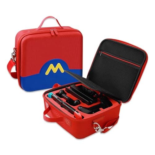 GET IN THE GAME Protective Storage and Travel Carry Bag for Nintendo Switch & Switch OLED | Durable Red Travel Case