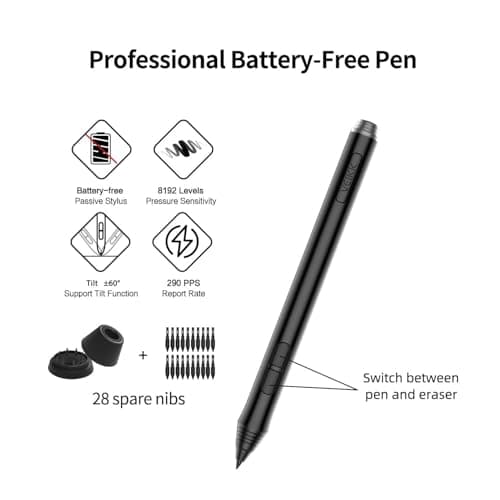 VEIKK A15PRO Graphic Drawing Pen Tablet 10 * 6 inch with 12 Hotkeys and a Quick Dial Support Windows, Mac, Linux, Tilt Pressure (8192 Level Pressure Battery -Free Stylus) (Red) 3