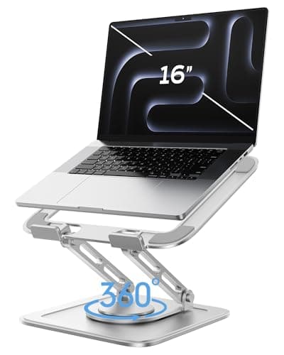 LOXP Laptop Stand for Desk, Adjustable Computer Stand with 360 Rotating Base, Ergonomic Laptop Riser Foldable Laptop Mount Protable Computer Stand for Laptop Fits with MacBook Pro Air 10-16", White
