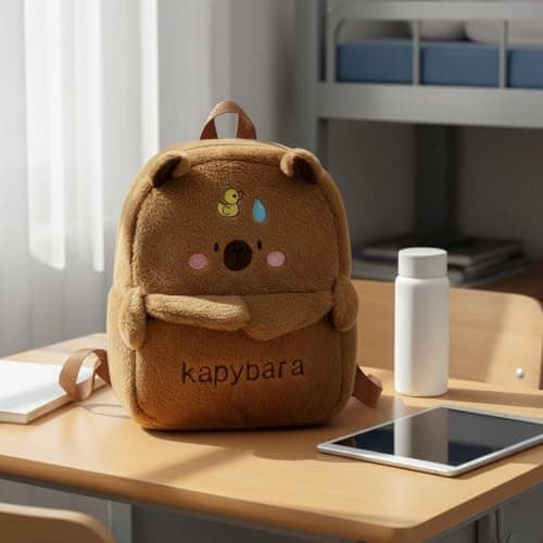 MERISHOPP��Embroidered Capybara Soft Backpack Front Pocket Soft Capybara Backpack Top Handle Brown Tan, Snot|Toys & Hobbies|Beanbag Plush 3