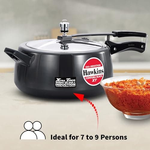 Hawkins 6.5 Litre Contura Black XT Pressure Cooker, Hard Anodised Inner Lid Cooker, Induction Cooker, Black (CXT65) 2