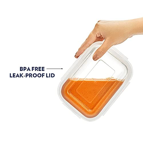 Borosil Klip n Store 640ml Rectanglular Food Storage Container with Airtght Glass Lid | Made in India Borosilicate Glass Container for Lunchbox | Microwave & Dishwasher Safe | Transparent 4